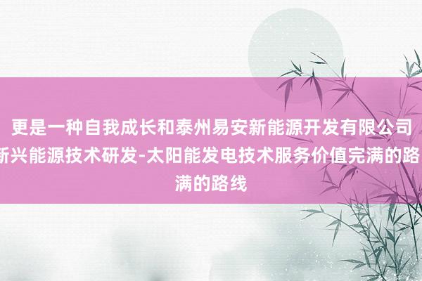 更是一种自我成长和泰州易安新能源开发有限公司-新兴能源技术研发-太阳能发电技术服务价值完满的路线